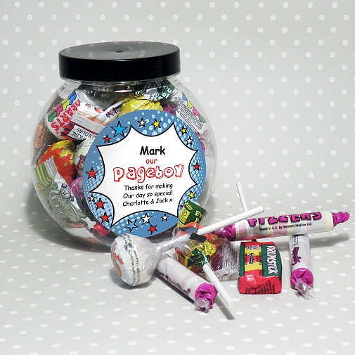 Personalised Comic Pageboy Sweet Jar