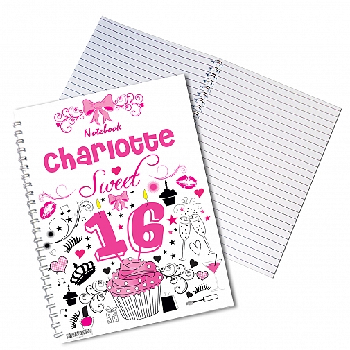 Personalised Sweet 16 A5 Notebook