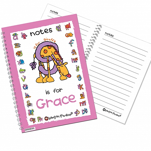 Personalised Bang On The Door Animal Alphabet Girls A5 Notebook
