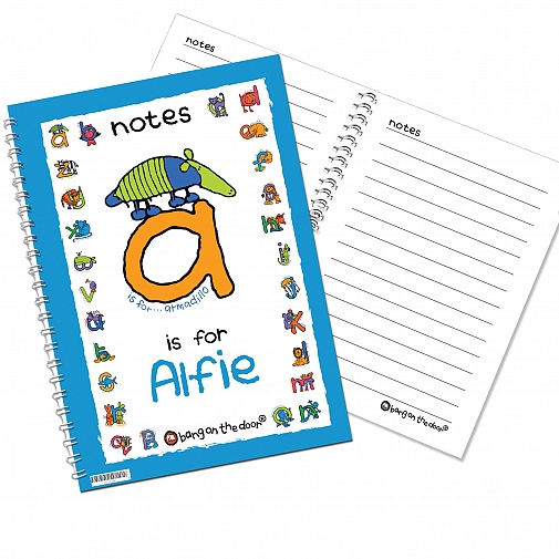 Personalised Bang On The Door Animal Alphabet Boys A5 Notebook
