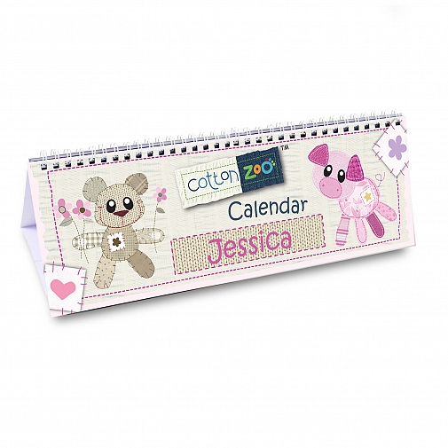 Personalised Cotton Zoo Girls Desk Calendar