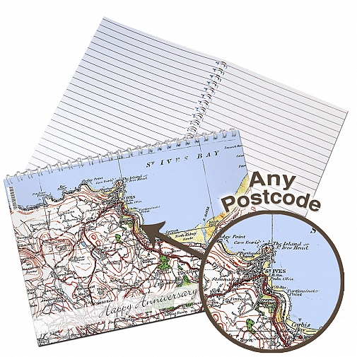 Personalised 1919 - 1926 Popular Edition Map A5 Notebook