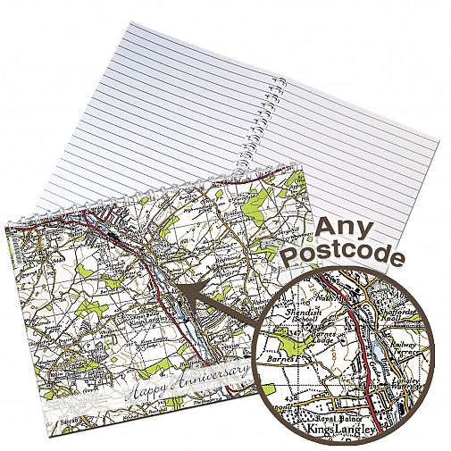 Personalised 1945 - 1948 New Popular Map A5 Notebook