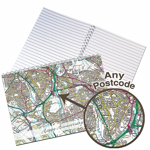 Personalised Present Day Map A5 Notebook