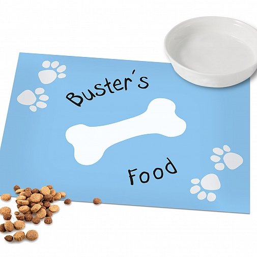 Personalised Blue Paw Print Dog Placemat