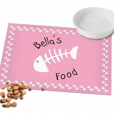 Personalised Pink Paw Print Cat Placemat