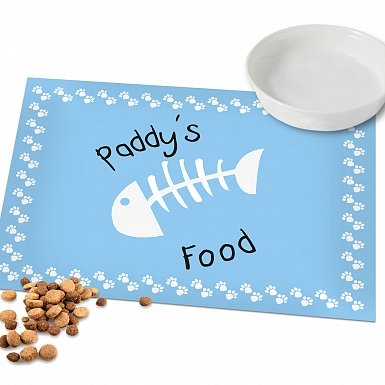 Personalised Blue Paw Print Cat Placemat