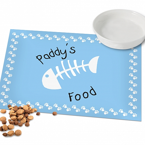 Personalised Blue Paw Print Cat Placemat