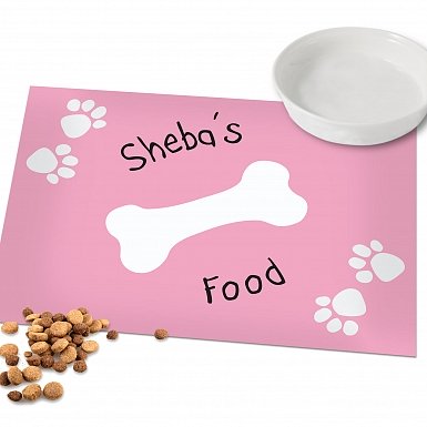 Personalised Pink Paw Print Dog Placemat