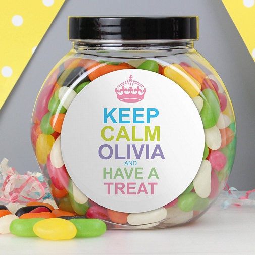 Personalised Keep Calm Jelly Beans Sweet Jar