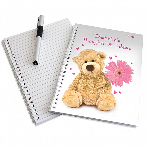 Personalised Teddy Flower A5 Notebook