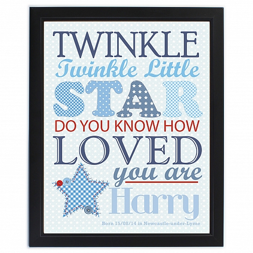 Personalised Twinkle Boys Poster Frame
