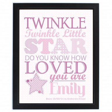 Personalised Twinkle Girls Poster Frame