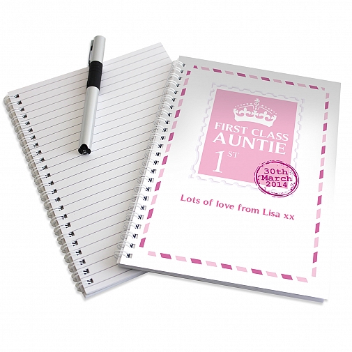 Personalised Pink 1st Class A5 Notebook