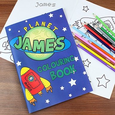 Personalised Space Colouring Book with Pencil Crayons