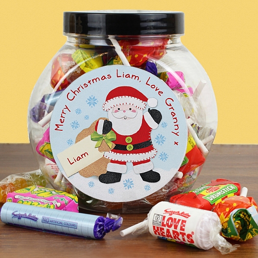 Personalised Felt Stitch Santa Sweet Jar