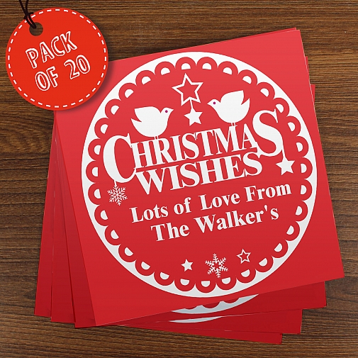 Personalised Christmas Wishes Pack of 20 Cards