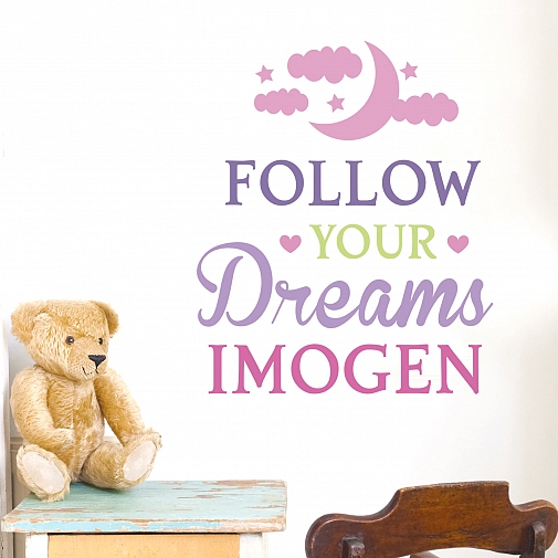 Personalised Follow Your Dreams Pink Wall Art