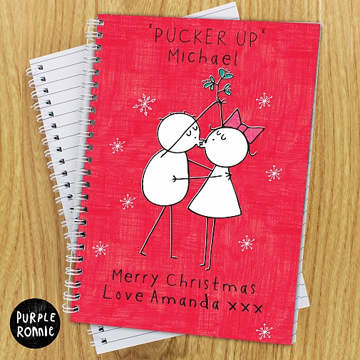 Personalised Purple Ronnie Christmas Couple A5 Notebook