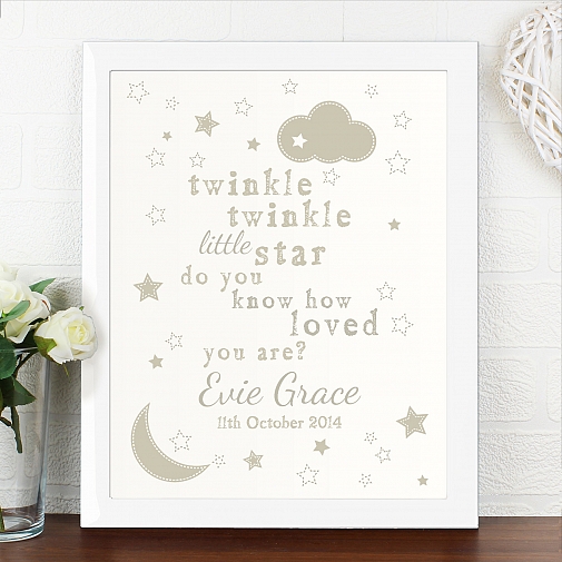 Personalised Twinkle Twinkle Poster White Frame