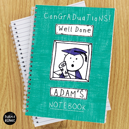 Personalised Purple Ronnie Male Graduation A5 Notebook