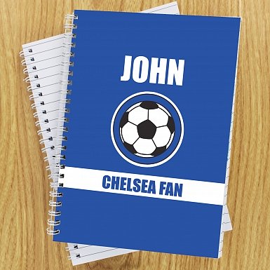 Personalised Dark Blue Football Fan A5 Notebook