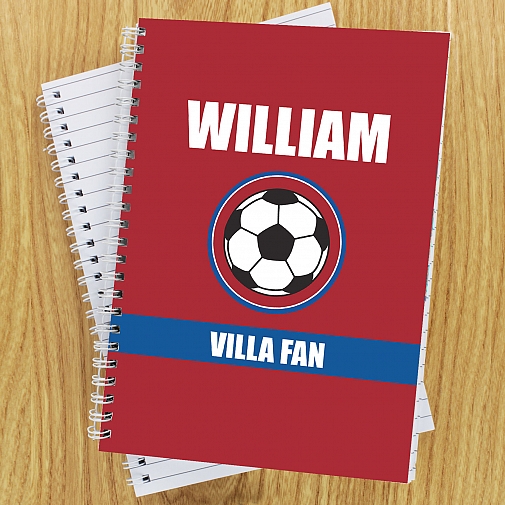 Personalised Claret and Blue Football Fan A5 Notebook