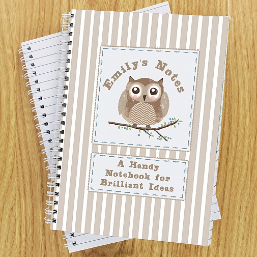 Personalised Woodland Owl A5 Notebook