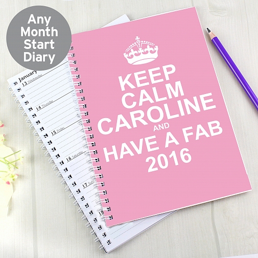 Personalised Keep Calm Pink A5 Diary