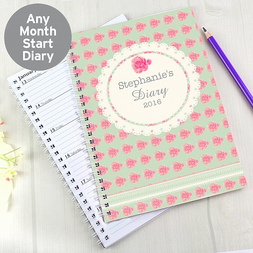 Personalised Vintage Rose A5 Diary