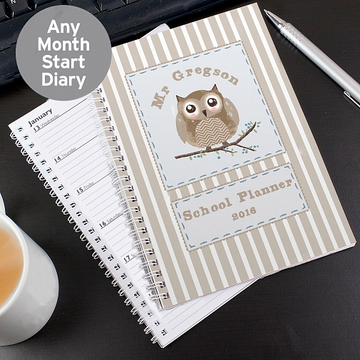 Personalised Woodland Owl A5 Diary