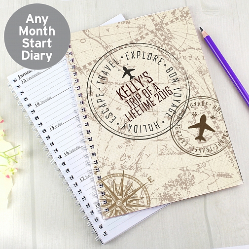 Personalised Travel Stamp A5 Diary