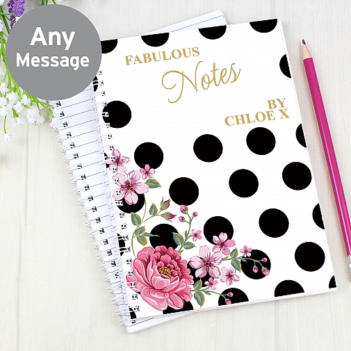 Personalised Floral Dot A5 Notebook
