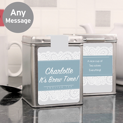 Personalised Dainty Lace Tea & Tin