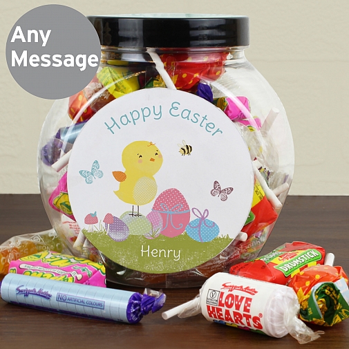 Personalised Easter Meadow chick Sweets Jar