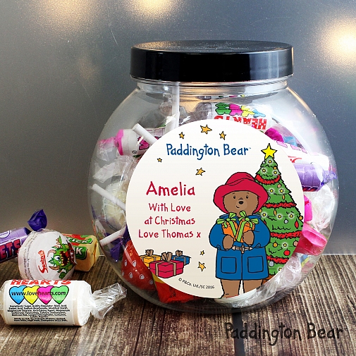 Personalised Paddington Bear Christmas Sweets Jar