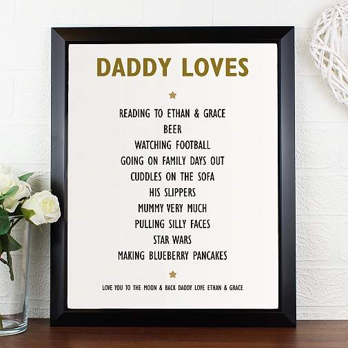 Personalised List of Love Poster Frame