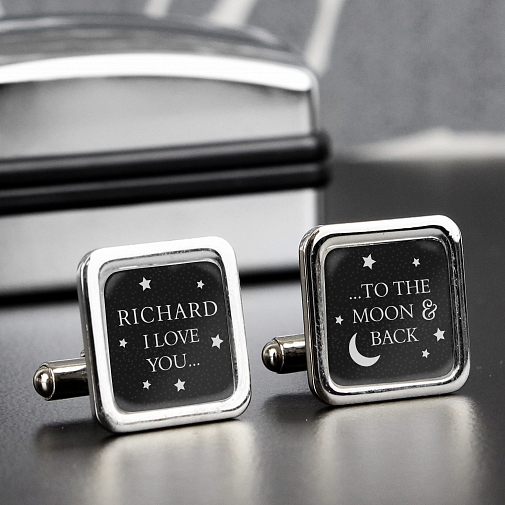 Personalised To the Moon and Back Cufflinks