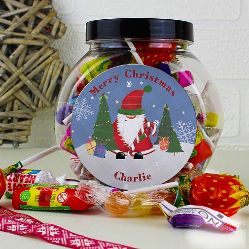 Personalised Tartan Santa Sweet Jar