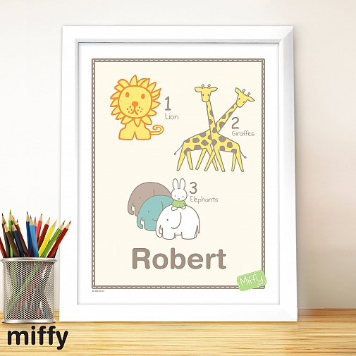 Personalised Miffy at the Zoo Large Name Frame