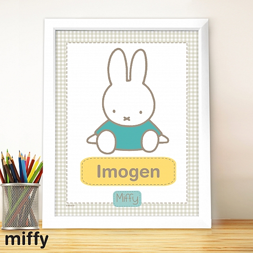 Personalised Miffy Gingham Large Name Frame