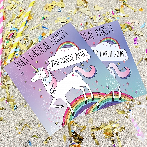 Personalised Unicorn Party Invitations