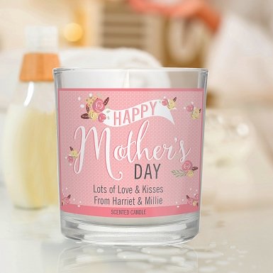 Personalised Floral Bouquet Mother's Day Scented Jar Candle