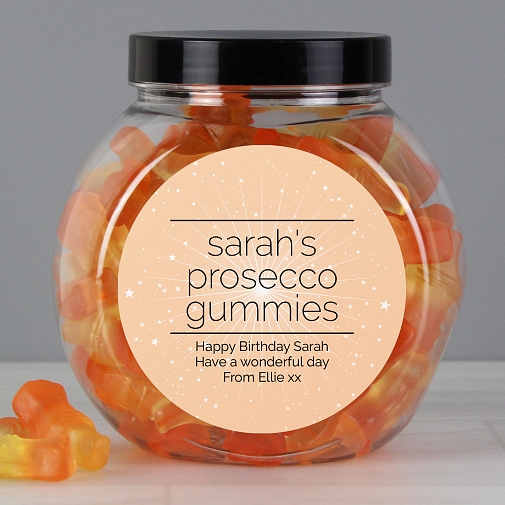 Personalised Sparkle Prosecco Gummies Jar UK [United Kingdom]