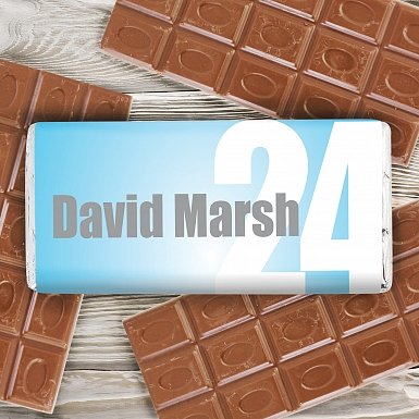 Personalised Blue Number Milk Chocolates Bar