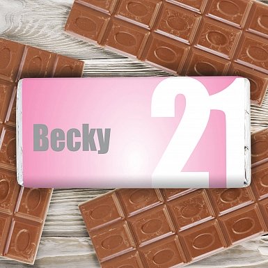 Personalised Pink Number Milk Chocolates Bar