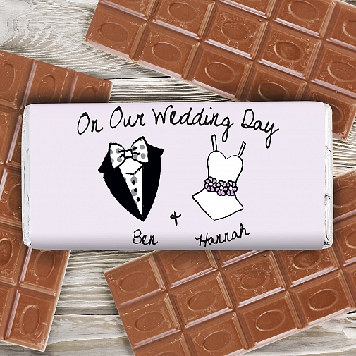 Personalised Dotty Wedding Milk Chocolates Bar