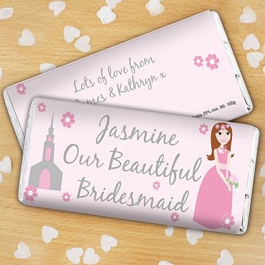 Personalised Beautiful Bridesmaid Milk Chocolates Bar