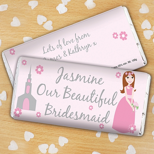 Personalised Beautiful Bridesmaid Milk Chocolates Bar