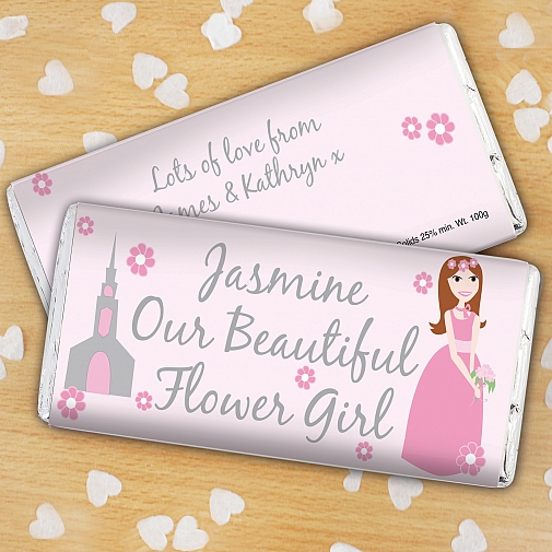 Personalised Fabulous Flower Girl Milk  Chocolates Bar